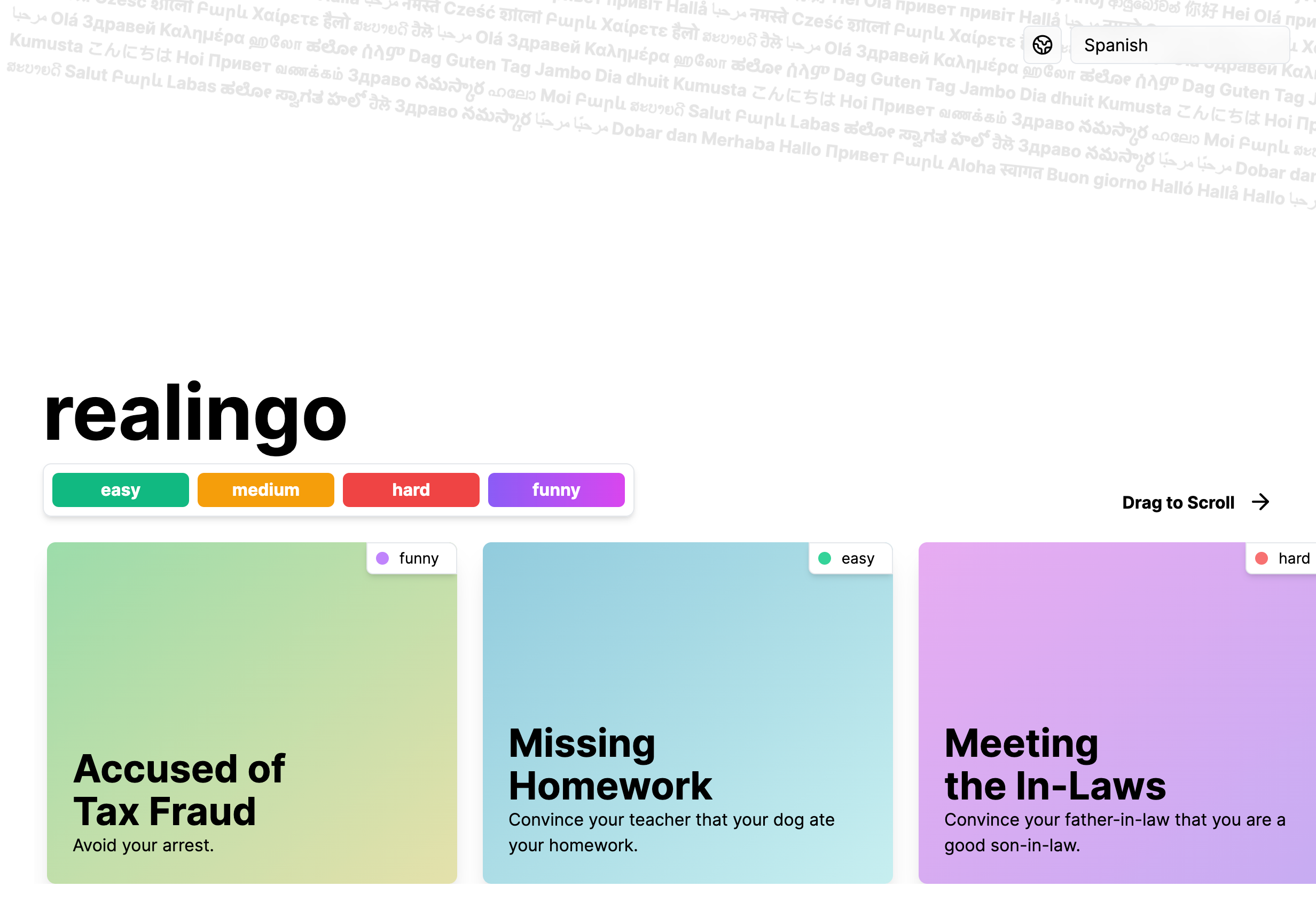 A screenshot of Realingo